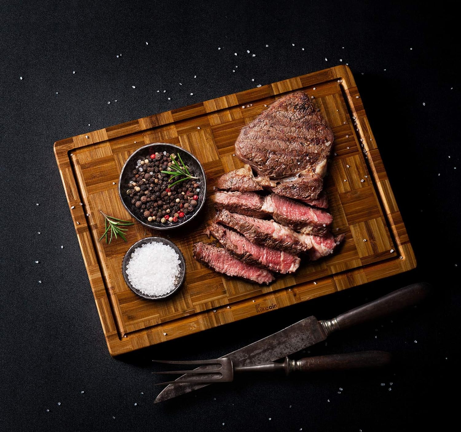 Extra Large Bamboo Cutting Boards, (Set of 3) Chopping Boards with Juice Groove Bamboo Wood Cutting Board Set Butcher Block for Kitchen, End Grain Serving Tray by Kikcoin0