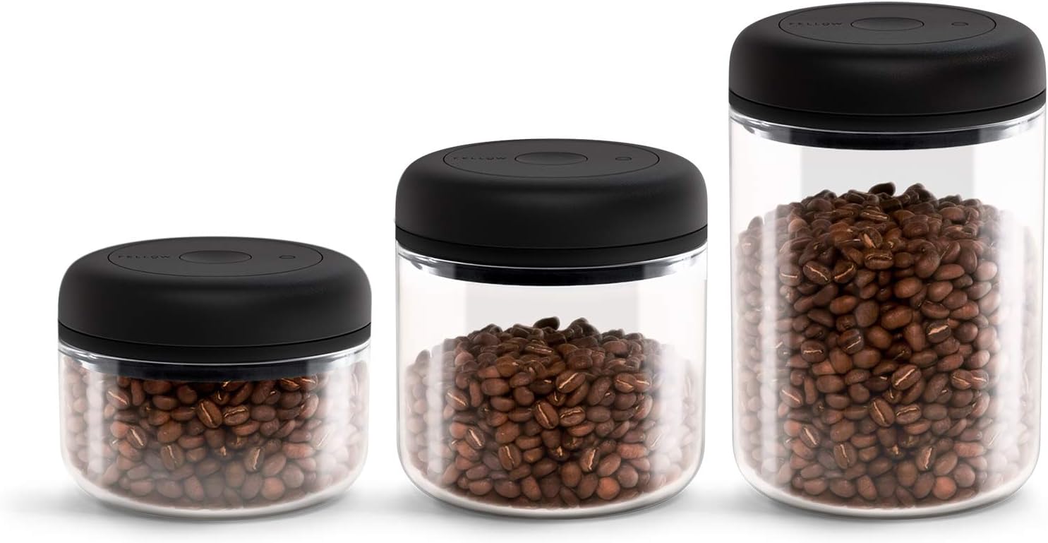 Fellow Atmos Vacuum Coffee Canister & Food Storage Container - 1.2 Liter Canister holds up to 16 oz of Coffee Beans - Airtight Food Storage Containers - Coffee Containers - 1.2 Liter - Clear Glass1
