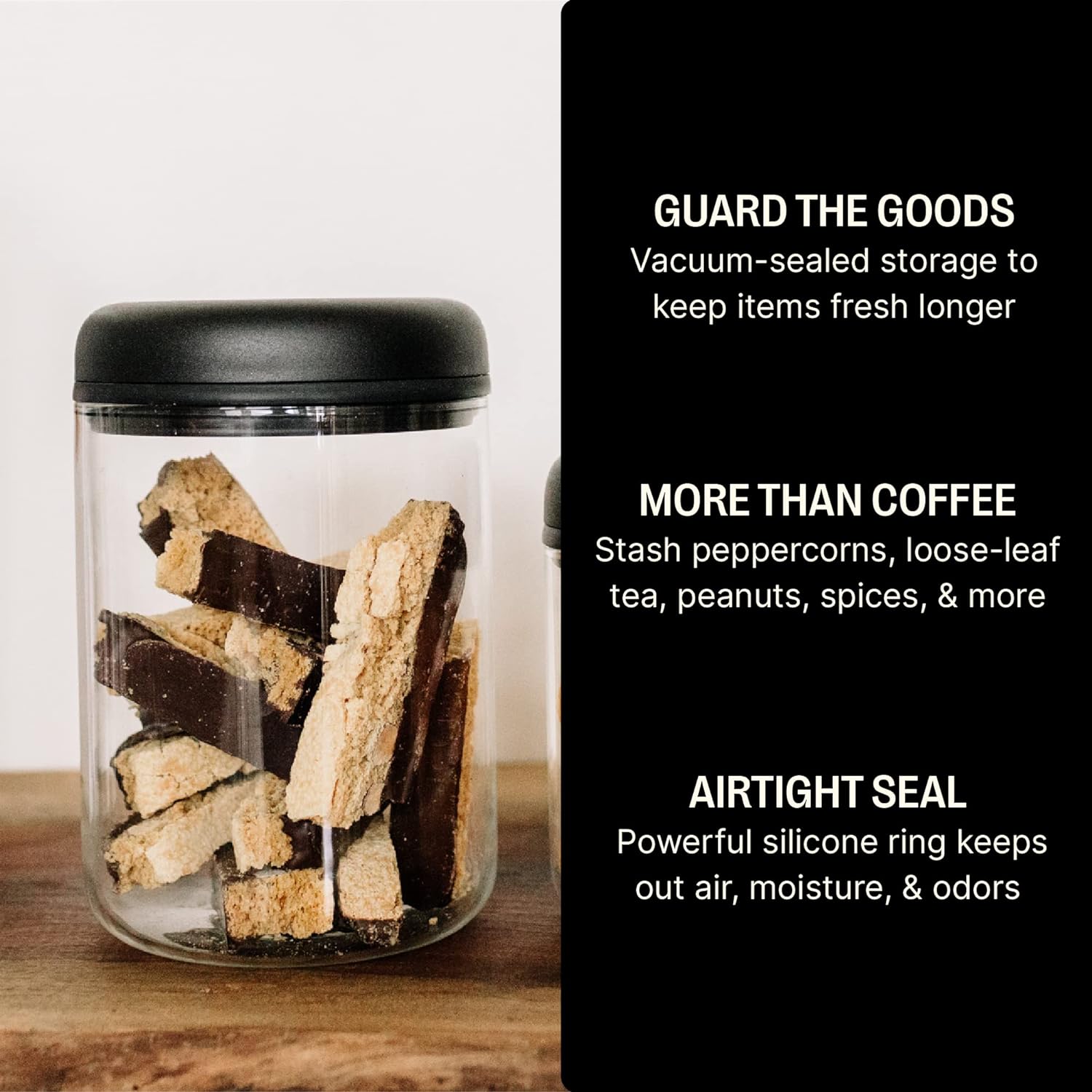 Fellow Atmos Vacuum Coffee Canister & Food Storage Container - 1.2 Liter Canister holds up to 16 oz of Coffee Beans - Airtight Food Storage Containers - Coffee Containers - 1.2 Liter - Clear Glass3