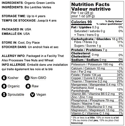 Food to Live Organic Whole Green Lentils, 20 Pounds – Non-GMO, Dried Raw Beans, Sproutable, Vegan, Kosher, High in Folate, Dietary Fiber, Protein, No Soaking Required, for Soups, and Veggie Burgers4