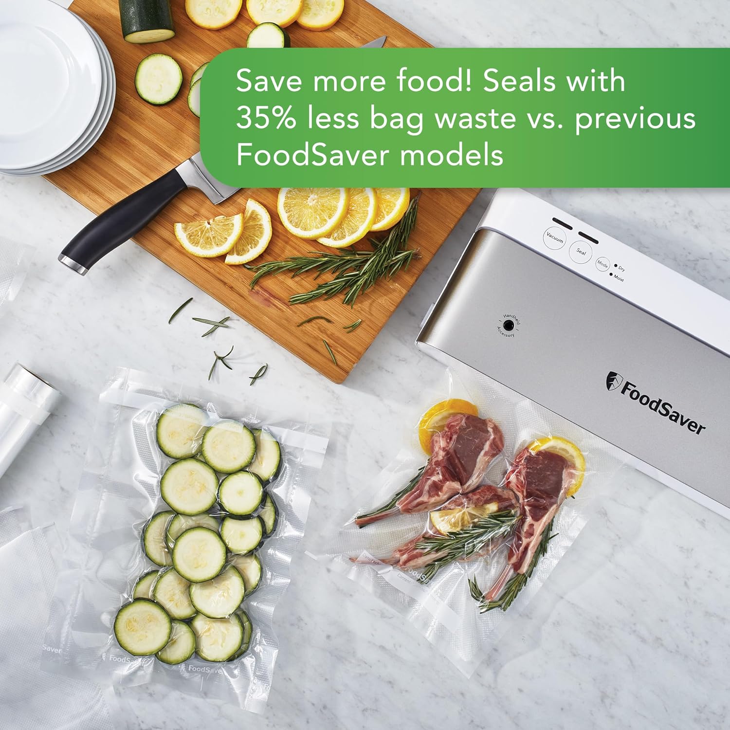 FoodSaver Compact Vacuum Sealer Machine with Airtight Bags and Roll - Ideal for Sous Vide and Airtight Food Storage, White5