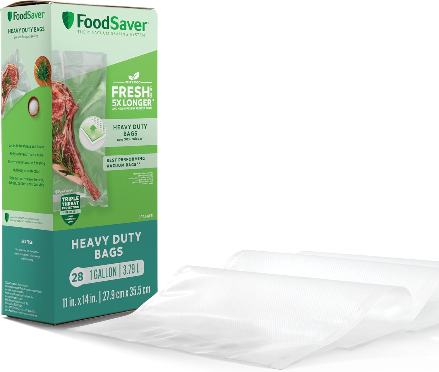FoodSaver Gallon Vacuum Seal Bags, Heavy Duty, 28 Pack, Extended Life for Freshness, Enhanced Protection FoodSaver Gallon Vacuum Seal Bags, Heavy Duty, 28 Pack, Extended Life for Freshness, Enhanced Protection
