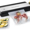FoodSaver PowerVac Compact Vacuum Sealing Machine, Stainless Steel & Black, Vertical Storage, VS0150 | Preserves freshness, reduces bag waste, for both dry and wet food