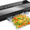 GERYON Vacuum Sealer, Vacuum Sealer Machine for Food Storage with Sealer Bags & Roll, Automatic Food Sealer for Sous Vide, Compact Design, LED Lights, Easy to Clean, Dry & Moist Modes (Silver)