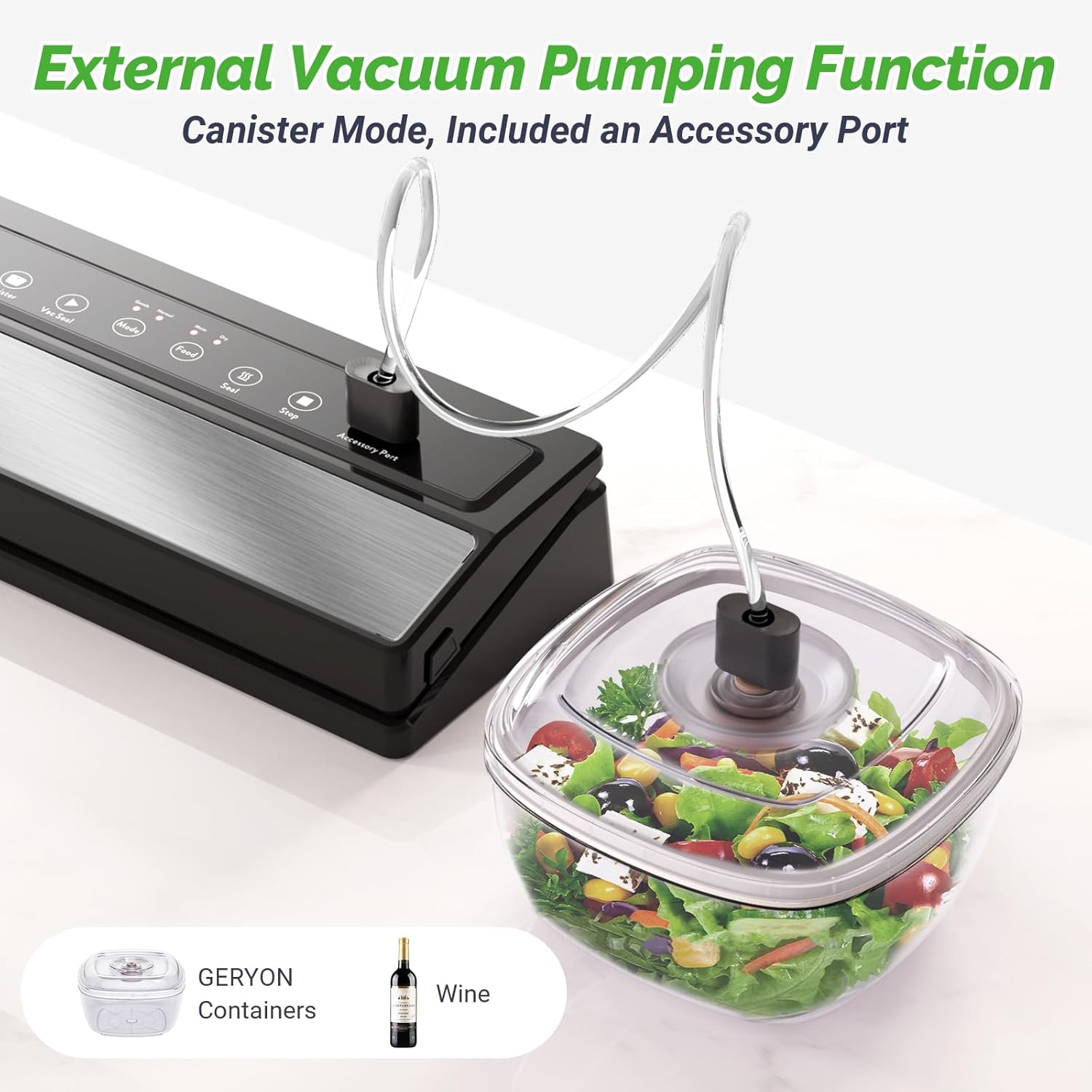 GERYON Vacuum Sealer, Vacuum Sealer Machine for Food Storage with Sealer Bags & Roll, Automatic Food Sealer for Sous Vide, Compact Design, LED Lights, Easy to Clean, Dry & Moist Modes (Silver)8