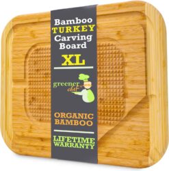 GREENER CHEF 18 Inch Extra Large Turkey Carving Board with Lifetime Replacements, XL Turkey Cutting Board and Platter, Wooden Butcher Block Wood Cutting Board, Meat Cutting Board with Pour Spout