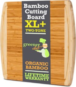GREENER CHEF 20 Inch XL+ Extra Large Bamboo Cutting Boards for Kitchen, Stove Top Butcher Block, Extra Large Wooden Carving Board for Meat, Veggies, Charcuterie Board with Deep Juice Grooves