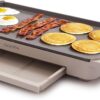 GreenPan Advanced 10.5”x 20” Electric Griddle with Warming Drawer, Healthy Ceramic Nonstick PFAS-Free Coating, Temperature Control, Easy and Versatile Countertop Meals, Dishwasher Safe, Clay