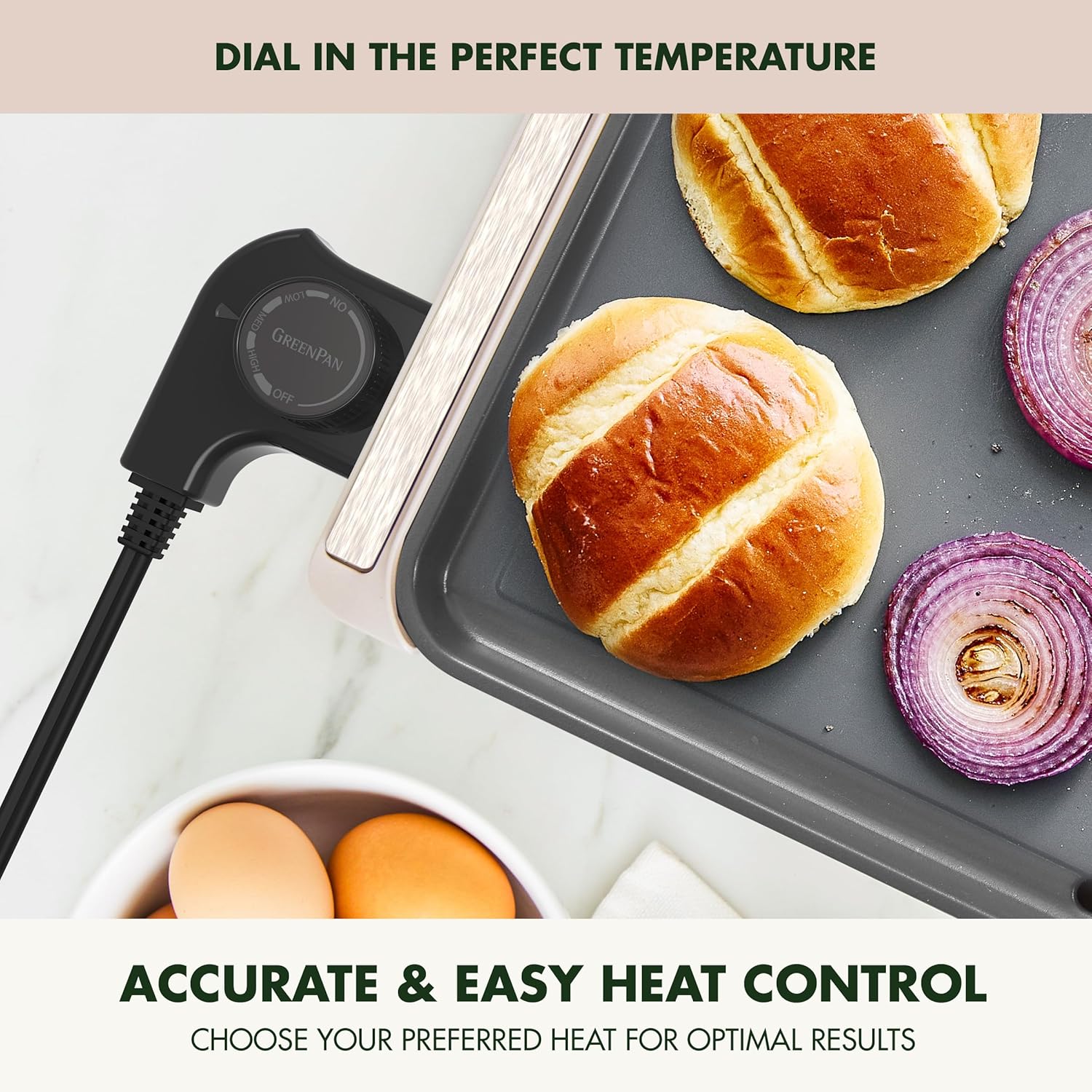 GreenPan Advanced 10.5”x 20” Electric Griddle with Warming Drawer, Healthy Ceramic Nonstick PFAS-Free Coating, Temperature Control, Easy and Versatile Countertop Meals, Dishwasher Safe, Clay90