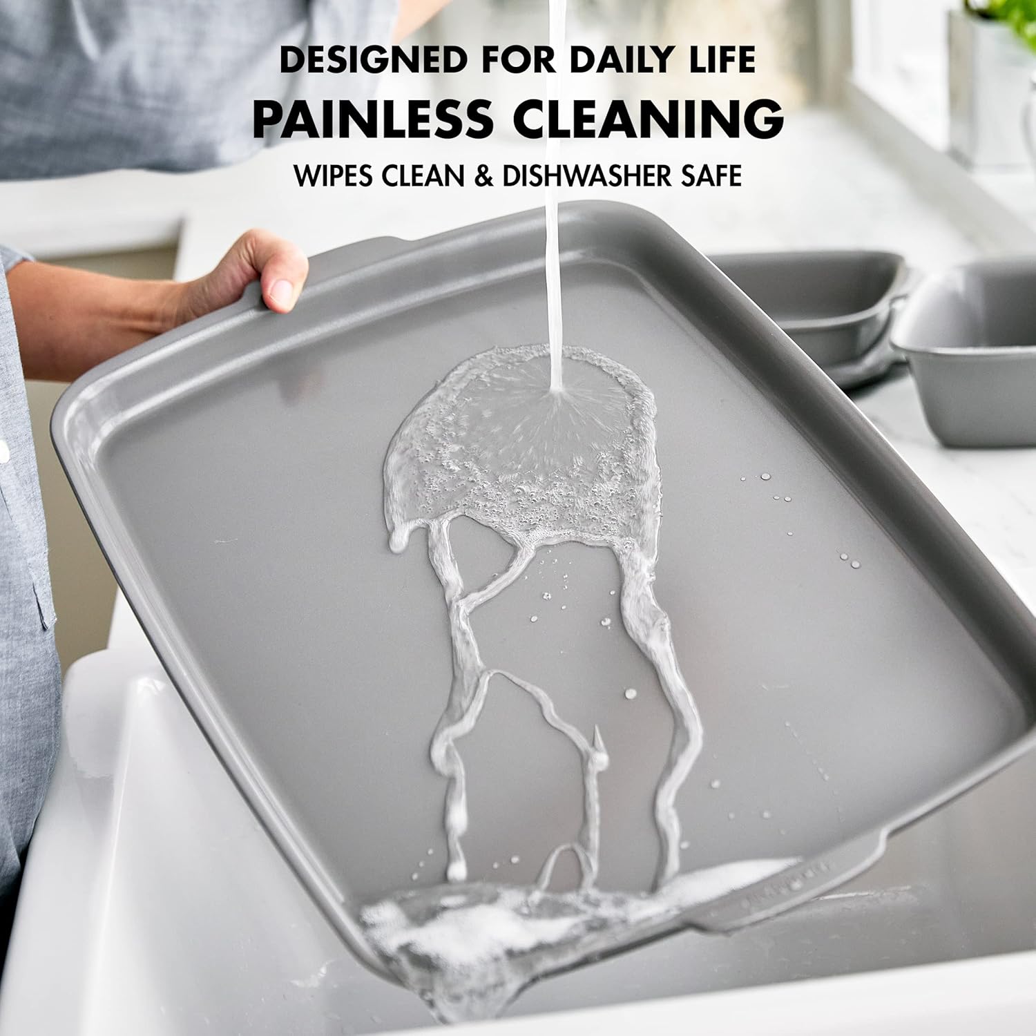 GreenPan Premiere Ovenware Healthy Ceramic Nonstick 13 x 9 Quarter Sheet Baking Pan, PFOA & PFAS-Free, Warp-Free Bakeware, Durable Quick Heating, Oven & Broiler Safe to 600F, Dishwasher Safe, Gray0