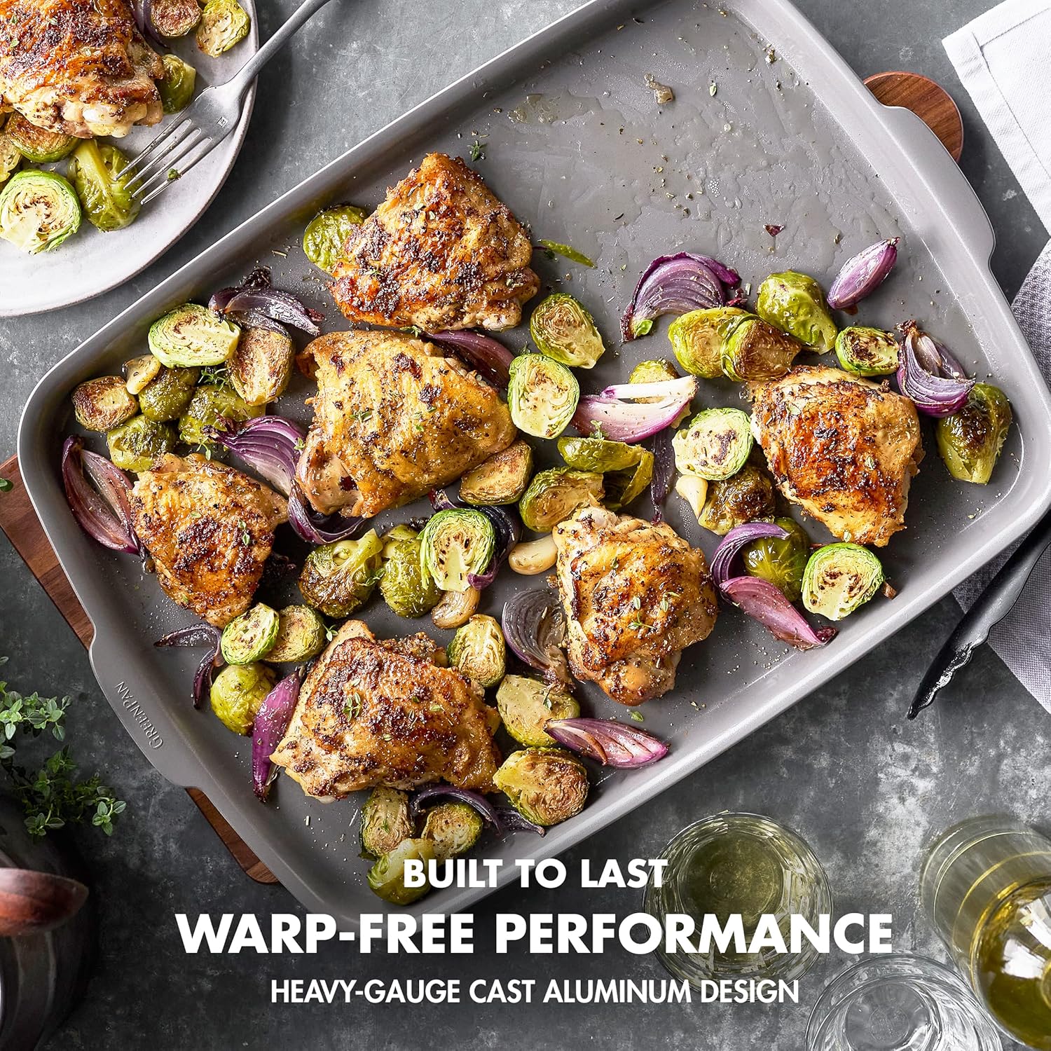 GreenPan Premiere Ovenware Healthy Ceramic Nonstick 13 x 9 Quarter Sheet Baking Pan, PFOA & PFAS-Free, Warp-Free Bakeware, Durable Quick Heating, Oven & Broiler Safe to 600F, Dishwasher Safe, Gray56