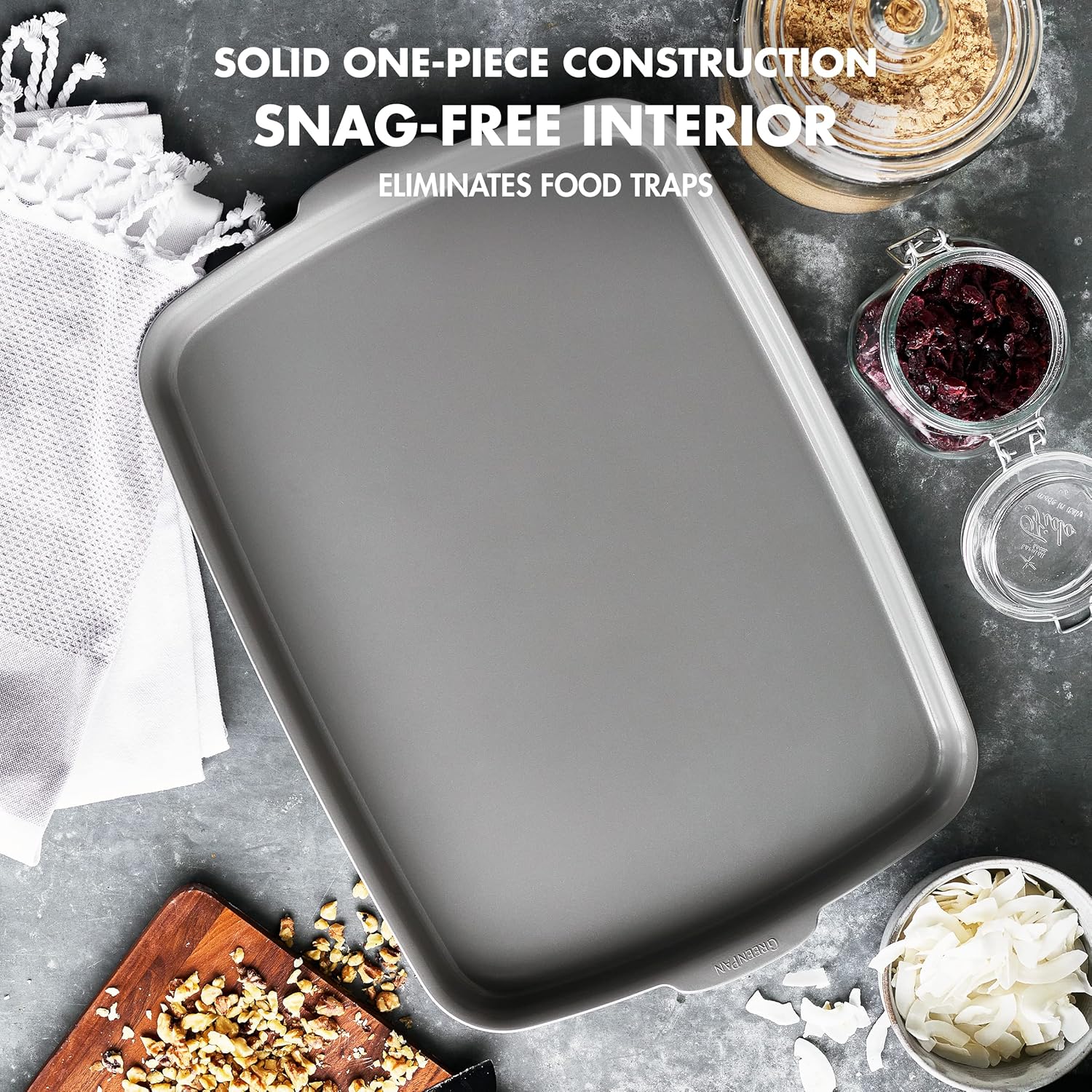 GreenPan Premiere Ovenware Healthy Ceramic Nonstick 13 x 9 Quarter Sheet Baking Pan, PFOA & PFAS-Free, Warp-Free Bakeware, Durable Quick Heating, Oven & Broiler Safe to 600F, Dishwasher Safe, Gray7