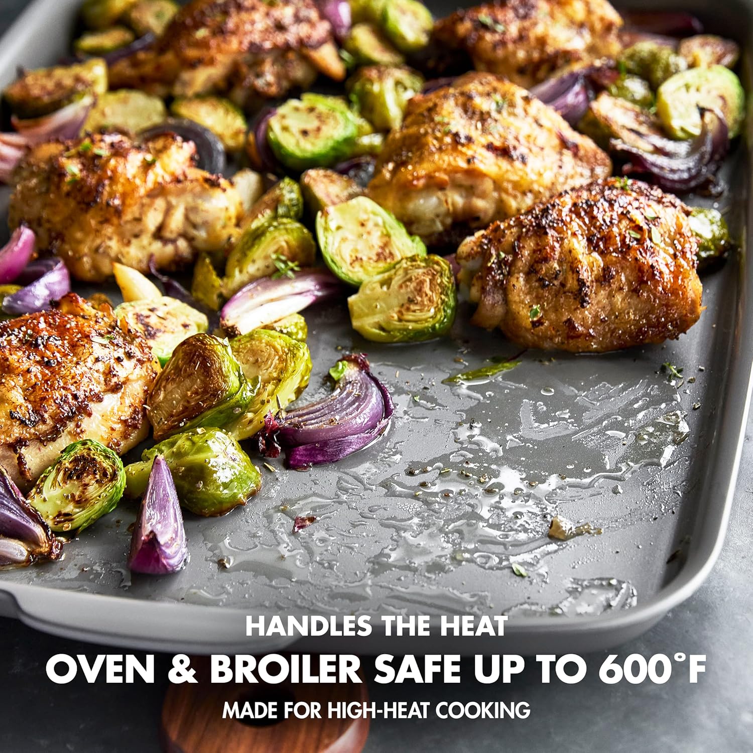 GreenPan Premiere Ovenware Healthy Ceramic Nonstick 13 x 9 Quarter Sheet Baking Pan, PFOA & PFAS-Free, Warp-Free Bakeware, Durable Quick Heating, Oven & Broiler Safe to 600F, Dishwasher Safe, Gray8