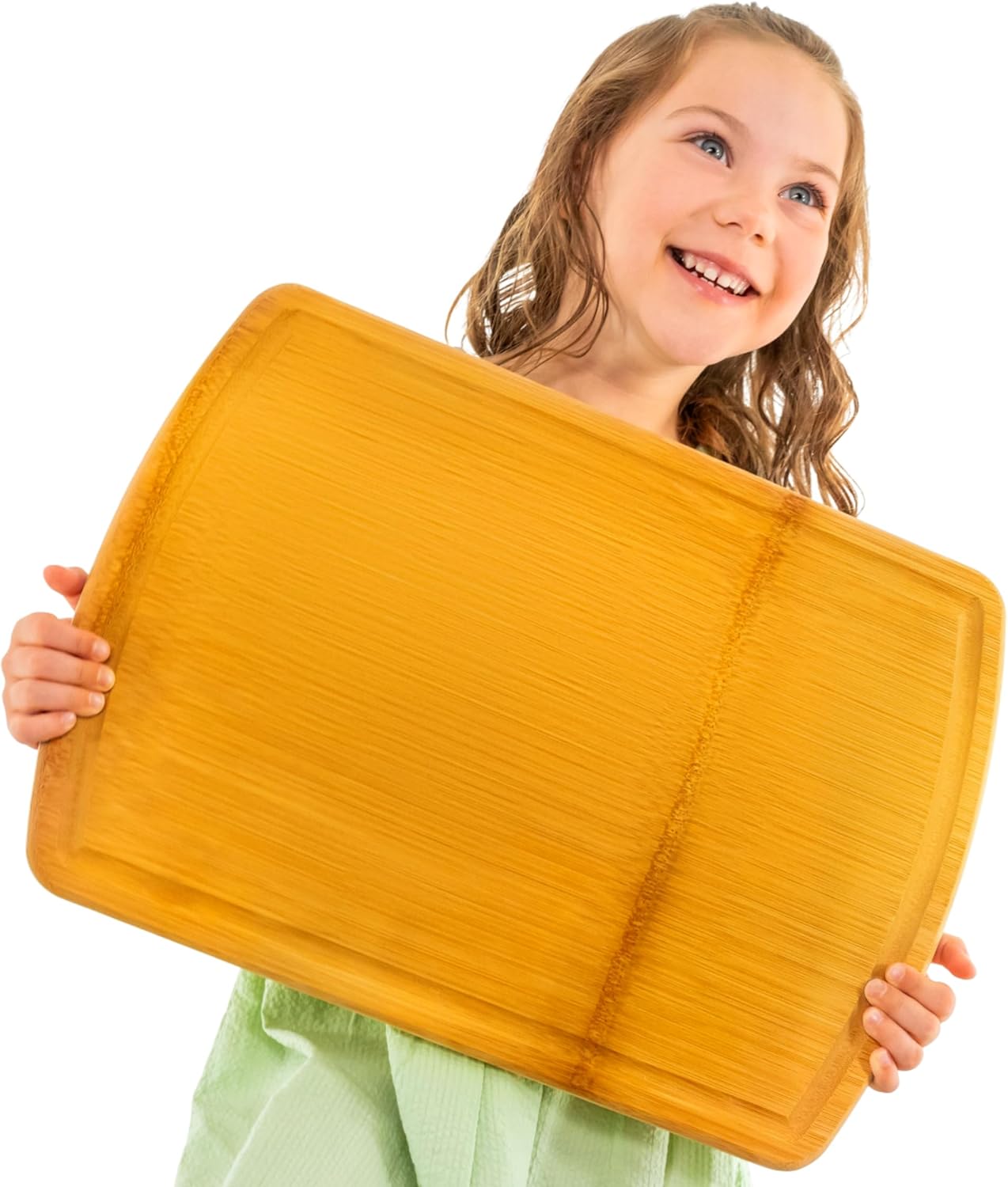 Greener Chef Safest No Glue Extra Large Bamboo Cutting Board 18 Inch – Lifetime Replacements, Family-Friendly Organic Wood Cutting Boards for Kitchen - Wood Cutting Board and Chopping Board-
