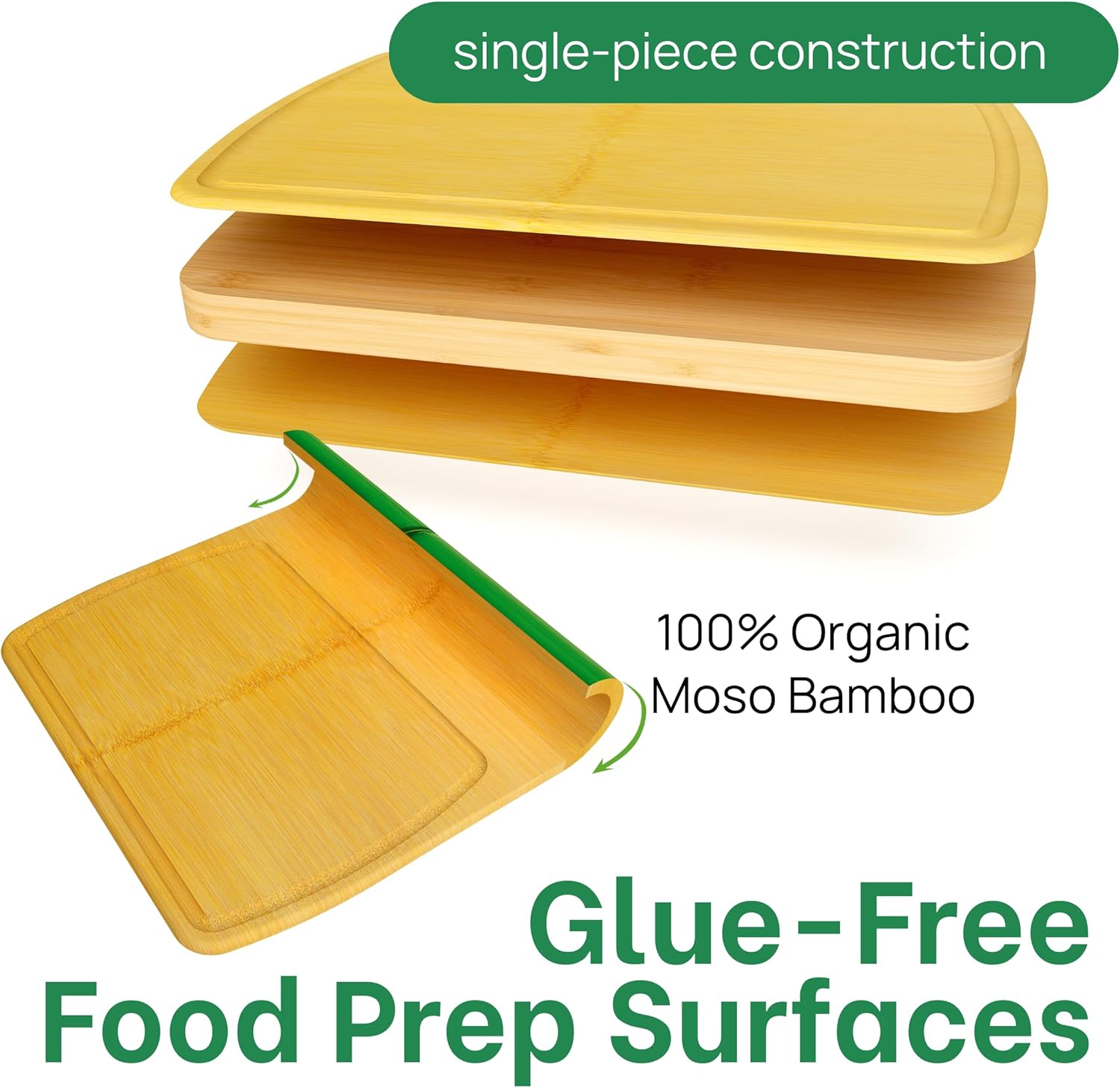 Greener Chef Safest No Glue Extra Large Bamboo Cutting Board 18 Inch – Lifetime Replacements, Family-Friendly Organic Wood Cutting Boards for Kitchen - Wood Cutting Board and Chopping Board1