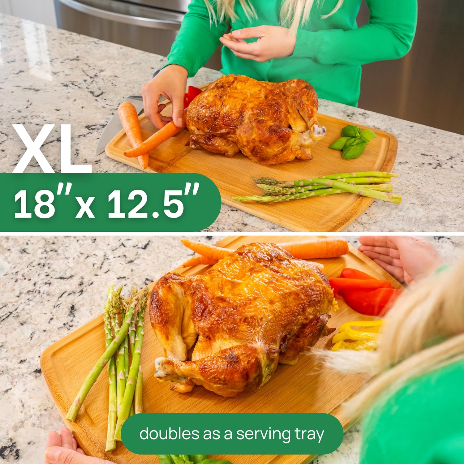Greener Chef Safest No Glue Extra Large Bamboo Cutting Board 18 Inch – Lifetime Replacements, Family-Friendly Organic Wood Cutting Boards for Kitchen - Wood Cutting Board and Chopping Board4