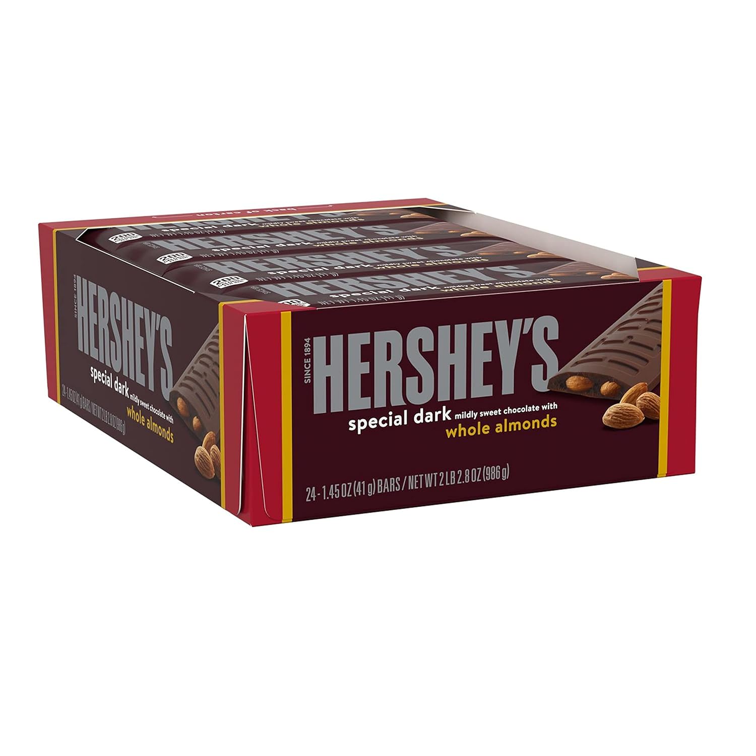 HERSHEY'S SPECIAL DARK Chocolate with Whole Almonds Candy Bars, 1.45 oz (24 Count) HERSHEY'S SPECIAL DARK Chocolate with Whole Almonds Candy Bars, 1.45 oz (24 Count)