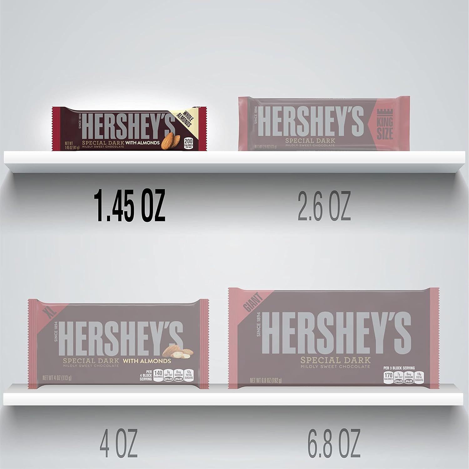 HERSHEY'S SPECIAL DARK Chocolate with Whole Almonds Candy Bars, 1.45 oz (24 Count)7