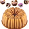 Heart Shape Aluminum Cake Pan, Titanium Coating, Non-Stick, 12 Cups, Heavy Duty, Mothers Day Bundt Cake Pan, 10 Inch Baking Mold, Cast Aluminum Fluted Tube Pan, Easy to Clean (Gold)