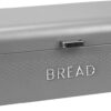 Home Basics Soho Bread Box For Kitchen Countertop, Metal, (Grey), Vented With Hinge Top | Large Bread Box | Keeps Loaves, Bagels, Croissants Fresh