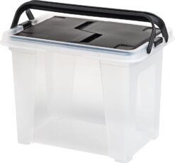 IRIS USA File Box File Organizer w/ Wing Lid for Letter/Legal File, Water Resistant Document Box, BPA-Free Plastic Storage Bin Organizer with Handles, Stackable, Nestable, Clear 18 Qt. 4Pack