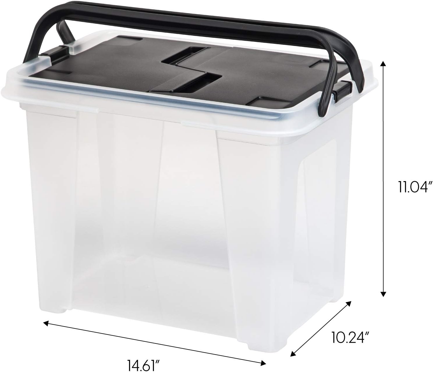 IRIS USA File Box File Organizer w Wing Lid for Letter Legal File, Water Resistant Document Box, BPA-Free Plastic Storage Bin Organizer with Handles, Stackable, Nestable, Clear 18 Qt. 4Pack3