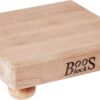 John Boos Boos Block B Series Square Wood Cutting Board with Feet, 1.5-Inch Thickness, 9" x 9" x 1 1/2", Maple