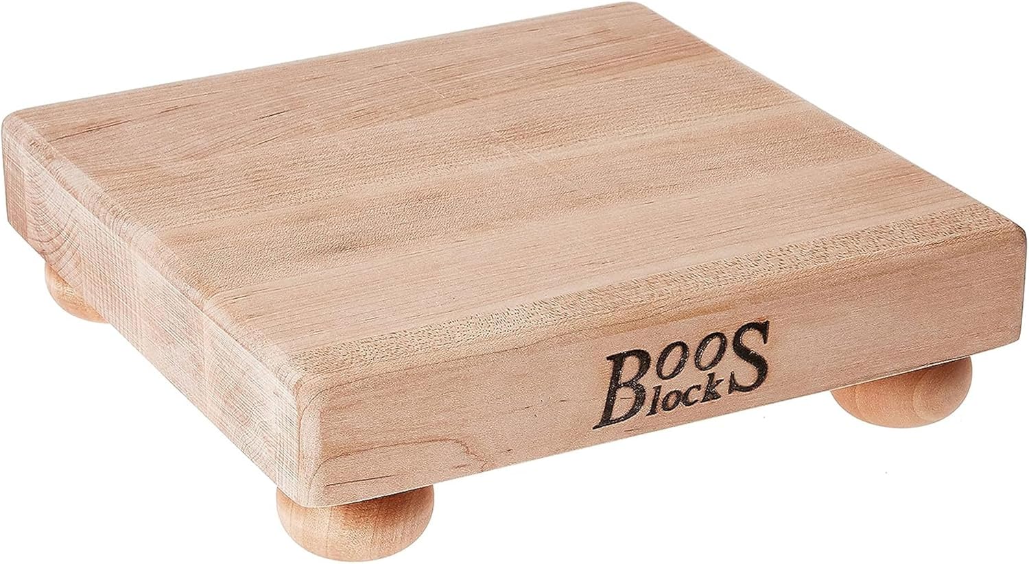 John Boos Boos Block B Series Square Wood Cutting Board with Feet, 1.5-Inch Thickness, 9 x 9 x 1 1 2, Maple John Boos Boos Block B Series Square Wood Cutting Board with Feet, 1.5-Inch Thickness, 9" x 9" x 1 1/2", Maple