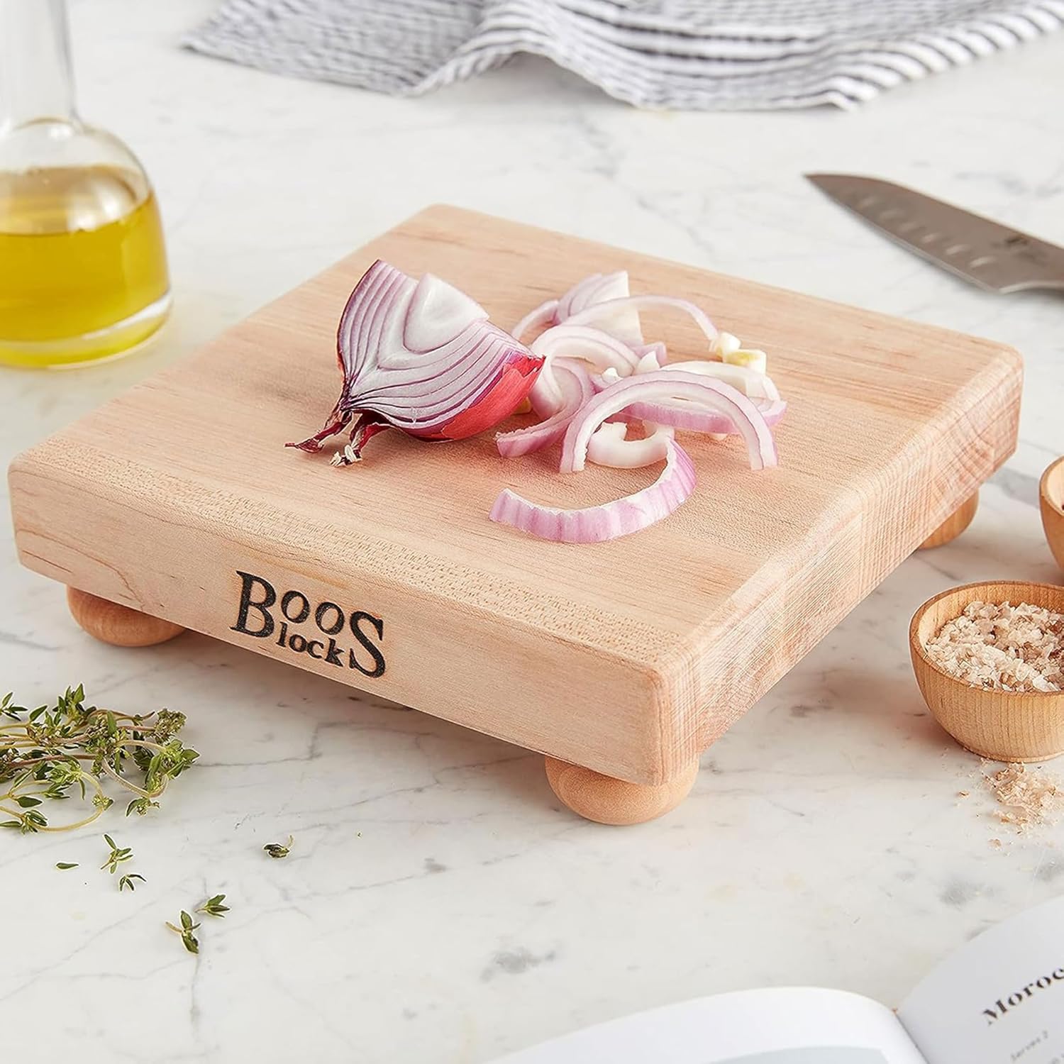 John Boos Boos Block B Series Square Wood Cutting Board with Feet, 1.5-Inch Thickness, 9 x 9 x 1 1 2, Maple0
