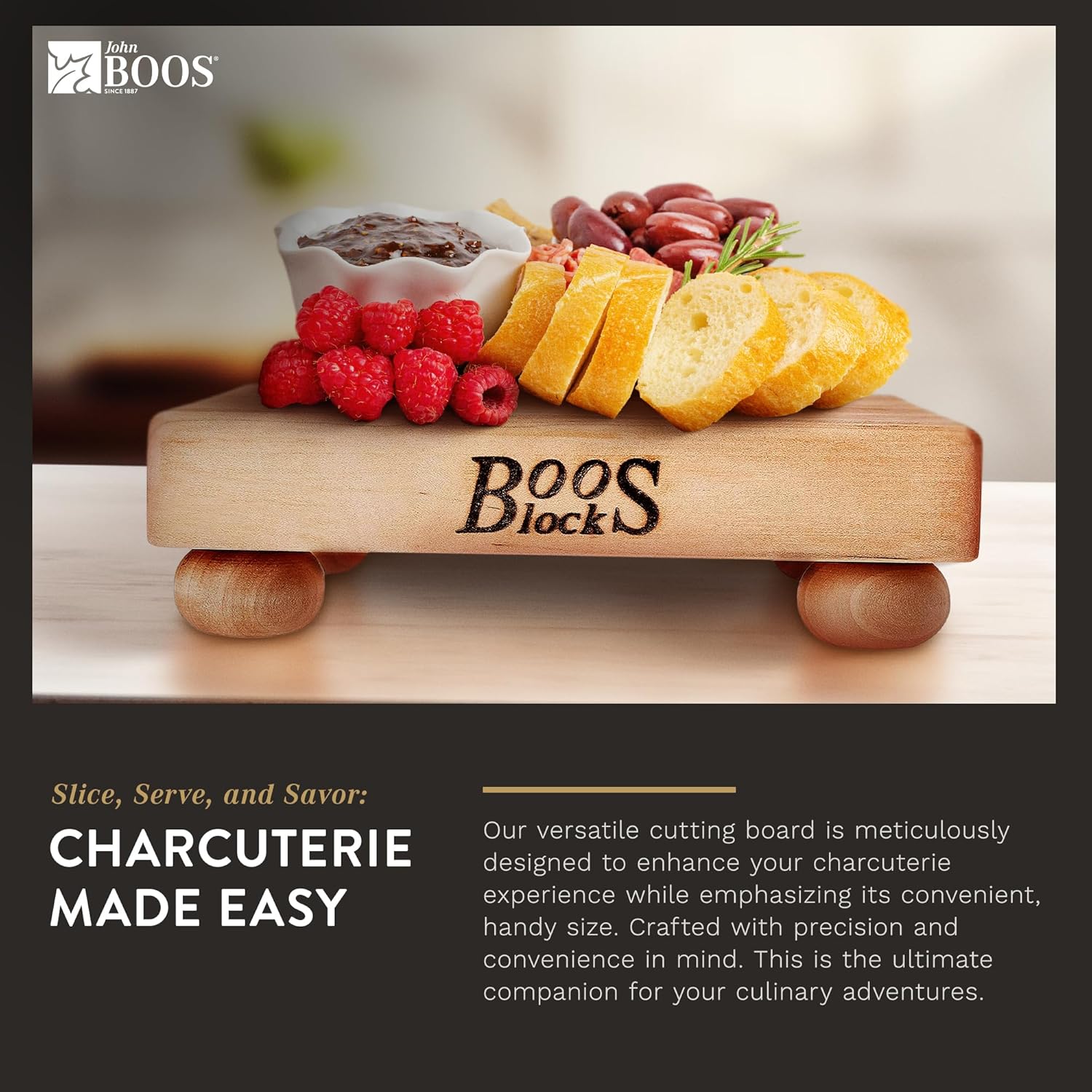 John Boos Boos Block B Series Square Wood Cutting Board with Feet, 1.5-Inch Thickness, 9 x 9 x 1 1 2, Maple6