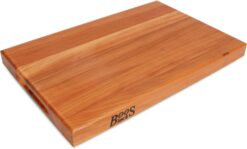 John Boos Boos Block R-Board Series Large Reversible Wood Cutting Board, 1.5-Inch Thickness, 18" x 12" x 1 1/2", Cherry