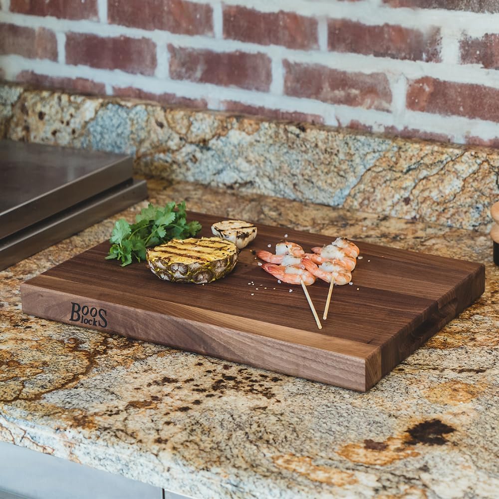 John Boos Boos Block R-Board Series Large Reversible Wood Cutting Board, 1.5-Inch Thickness, 18 x 12 x 1 1 2, Walnut0