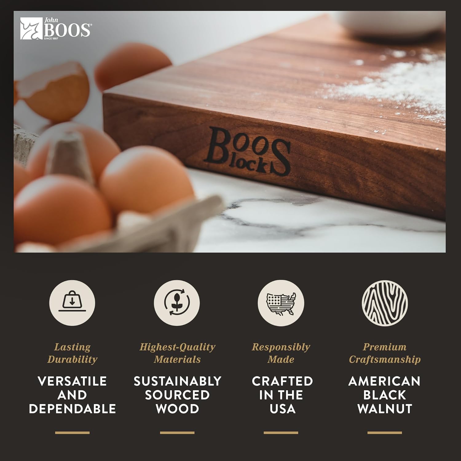 John Boos Boos Block R-Board Series Large Reversible Wood Cutting Board, 1.5-Inch Thickness, 18 x 12 x 1 1 2, Walnut2