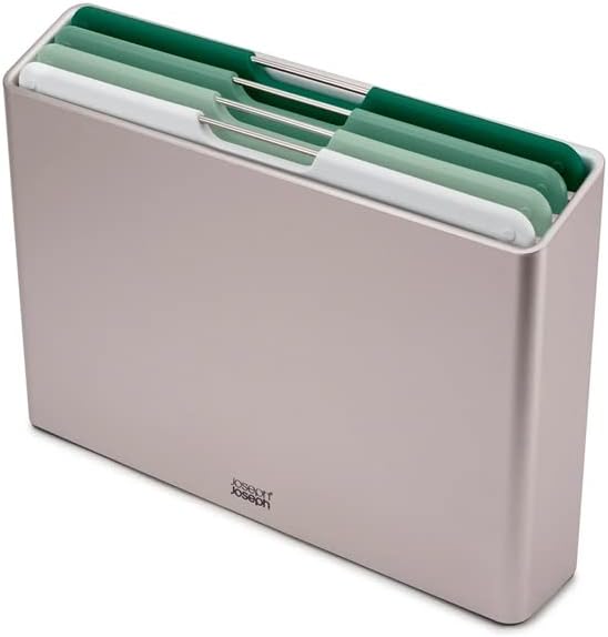 Joseph Joseph Folio Editions 4 piece Color Coded Cutting Board Set, Slimline Case for Organized Storage, Large - Sage Green0