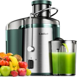 Juicer Machine, 500W Juicer with 3” Wide Mouth for Whole Fruits and Veg, Centrifugal Juice Extractor with 3-Speed Setting, Easy to Clean, Stainless Steel, BPA Free (Green)