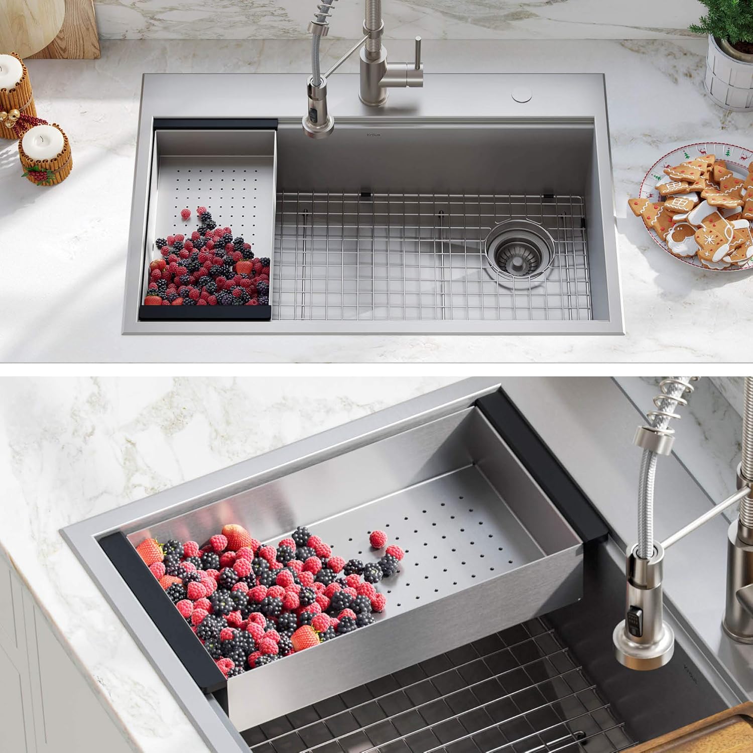 KRAUS Stainless Steel Colander for Workstation Kitchen Sink, CS-67