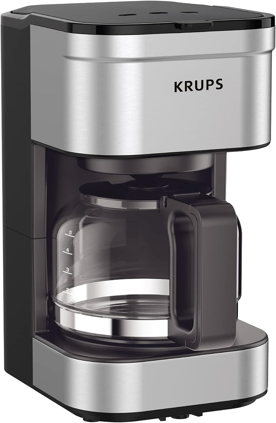 KRUPS Simply Brew 5 Cup Coffee Maker, Cold Brew, Drip Free & Keep Warm Functions, Stainless Steel Coffee Maker Silver and Black KRUPS Simply Brew 5 Cup Coffee Maker, Cold Brew, Drip Free & Keep Warm Functions, Stainless Steel Coffee Maker Silver and Black