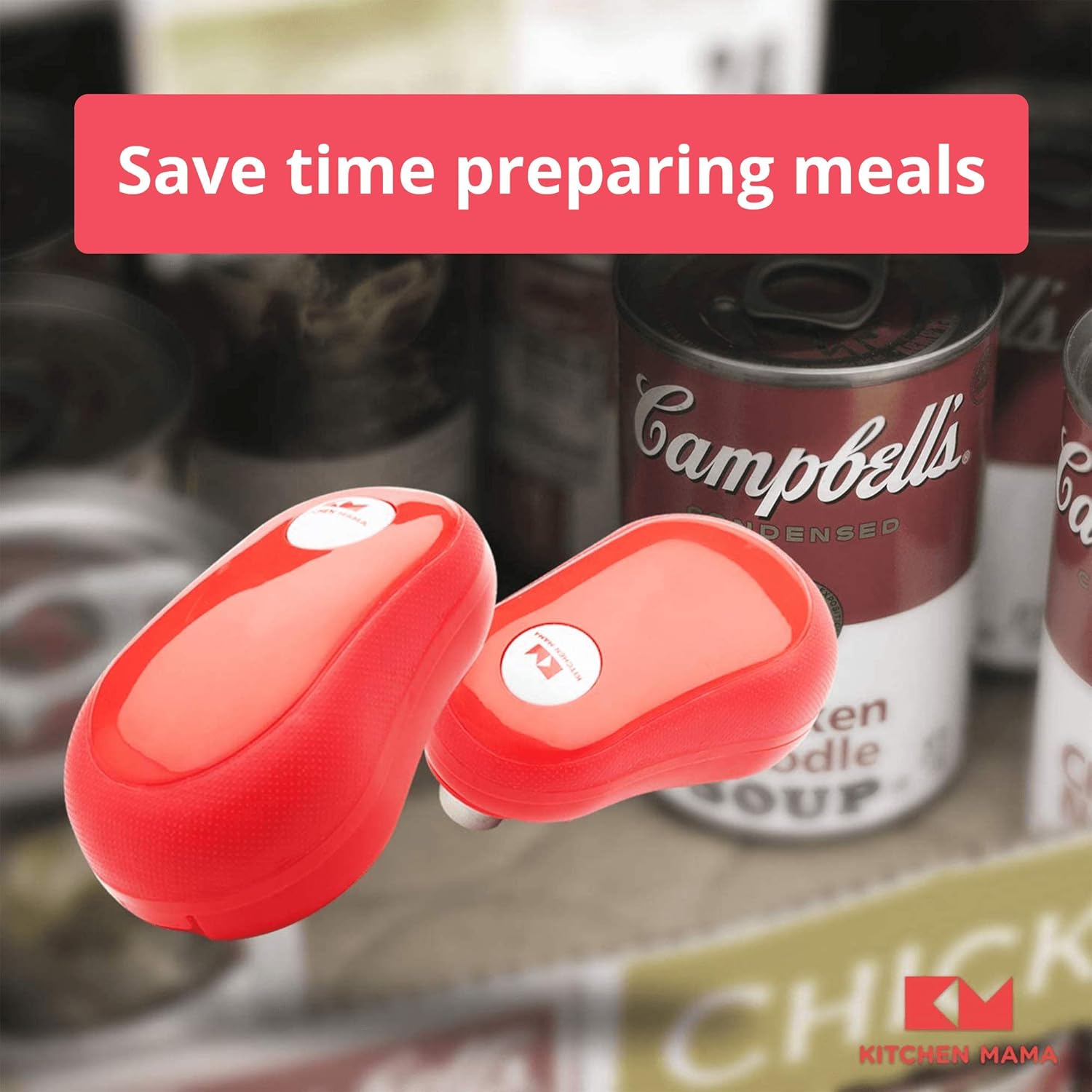 Kitchen Mama One Touch Can Opener Open Cans with Simple Press of A Button - Auto Stop As Task Completes, Ergonomic, Smooth Edge, Food-Safe, Battery Operated , Electric Can Opener (Purple)0