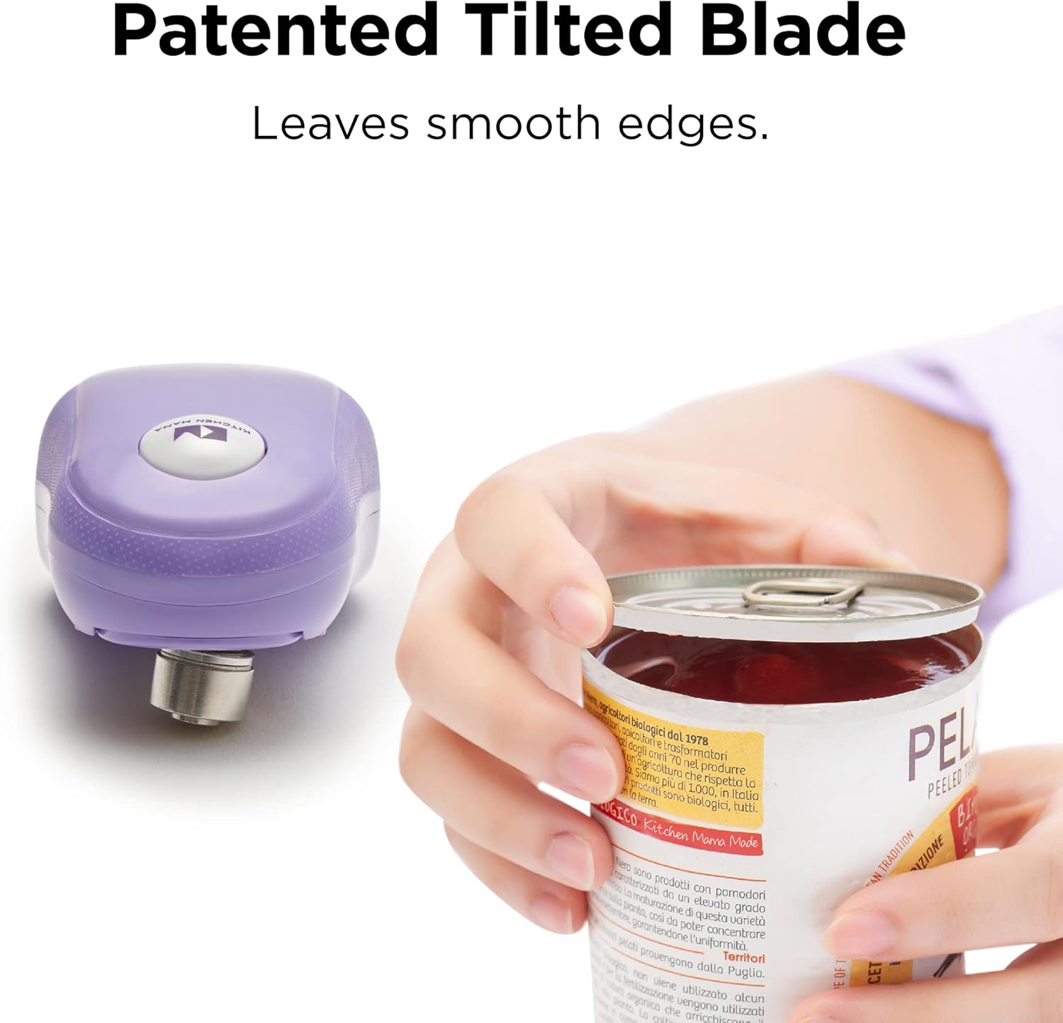 Kitchen Mama One Touch Can Opener Open Cans with Simple Press of A Button - Auto Stop As Task Completes, Ergonomic, Smooth Edge, Food-Safe, Battery Operated , Electric Can Opener (Purple)4