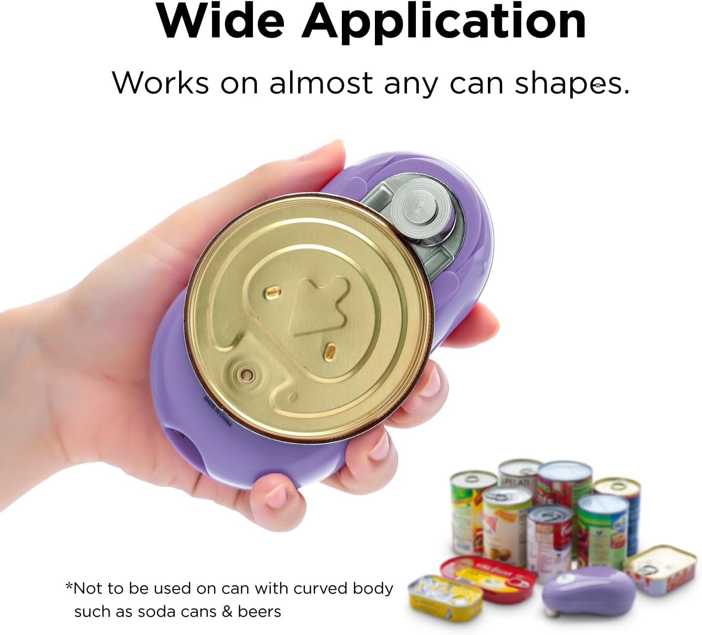 Kitchen Mama One Touch Can Opener Open Cans with Simple Press of A Button - Auto Stop As Task Completes, Ergonomic, Smooth Edge, Food-Safe, Battery Operated , Electric Can Opener (Purple)8