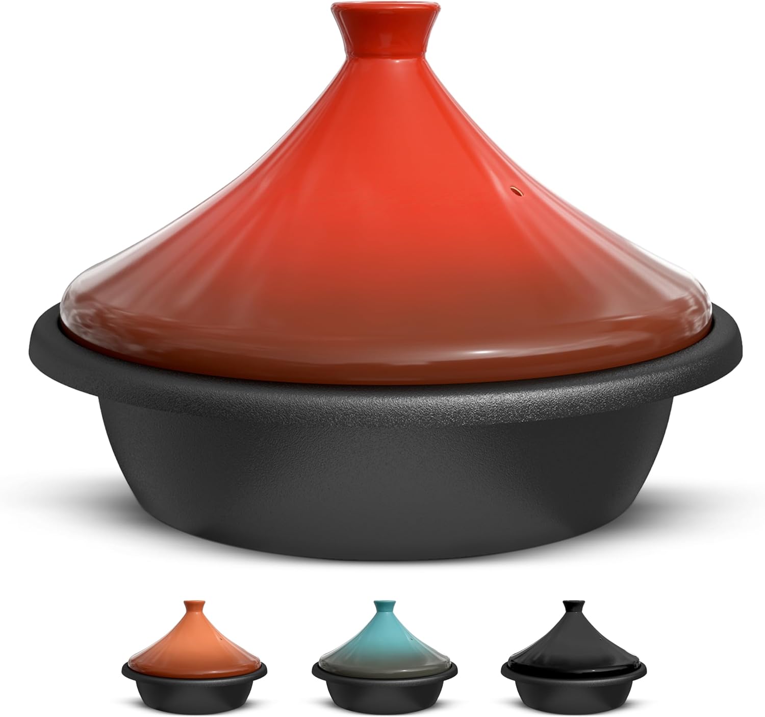 Kook Moroccan Tagine, Enameled Cast Iron Cooking Pot, Tajine with Ceramic Cone-Shaped Closed Lid, 3.3 QT (Ceramic) Kook Moroccan Tagine, Enameled Cast Iron Cooking Pot, Tajine with Ceramic Cone-Shaped Closed Lid, 3.3 QT (Ceramic)