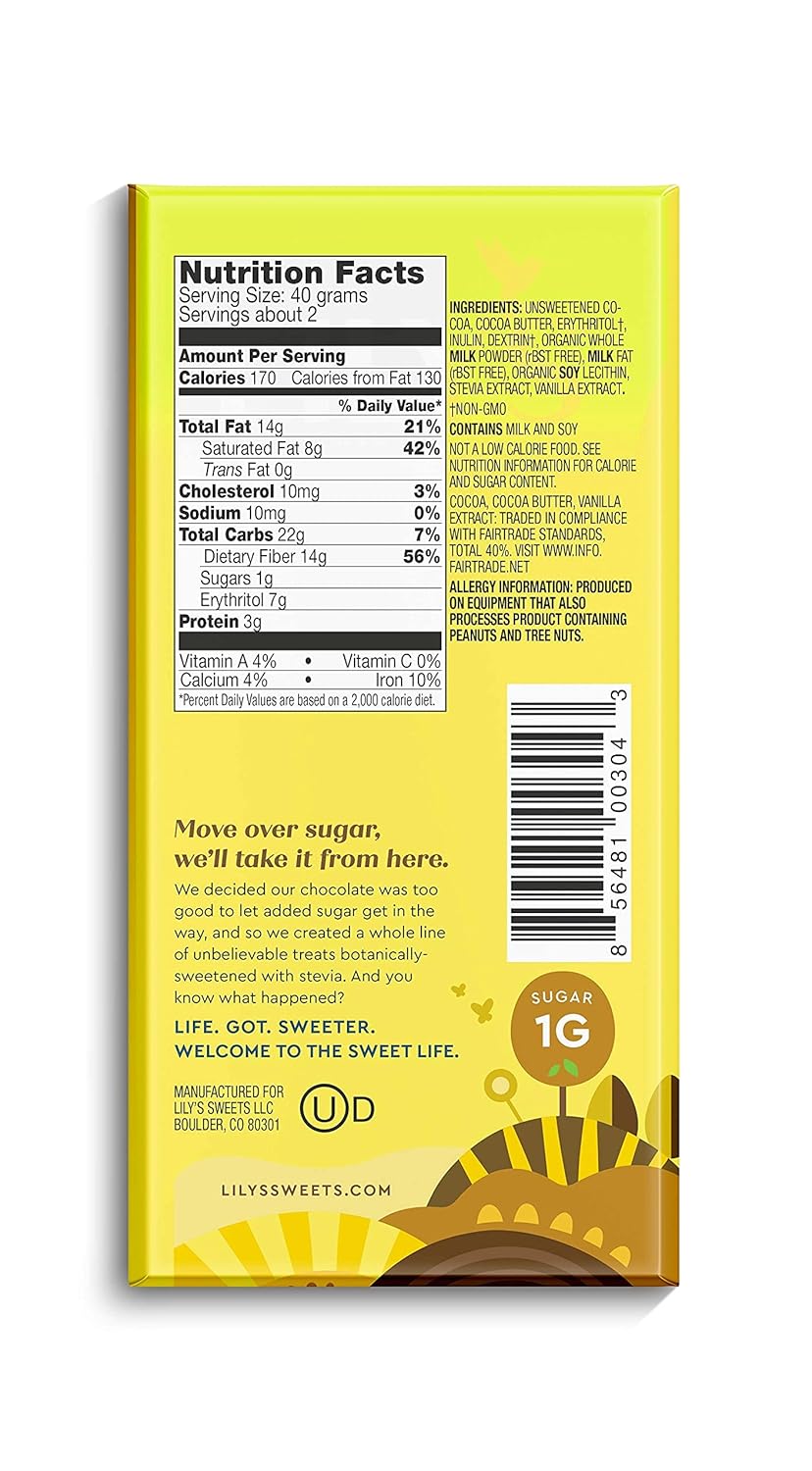 LILY'S Milk Chocolate Style No Sugar Added, Sweets Bars, 3 oz (12 Count)3