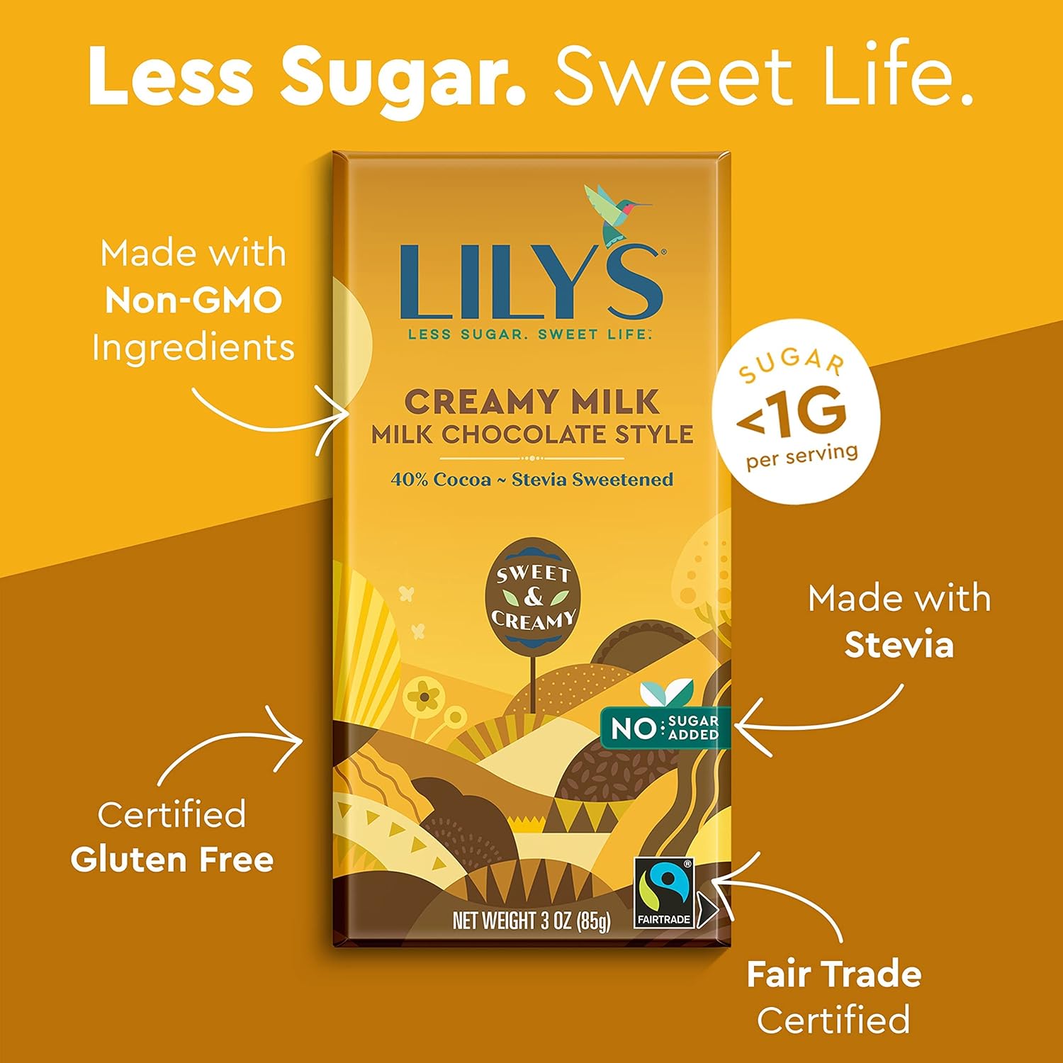 LILY'S Milk Chocolate Style No Sugar Added, Sweets Bars, 3 oz (12 Count)5