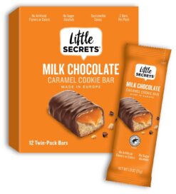 Little Secrets Milk Chocolate Caramel Cookie Bars | 12 Twin Packs | Made in Europe | Nothing Artificial & No Sugar Alcohols | Sustainable Cocoa | 1.8 Ounce, Pack of 12
