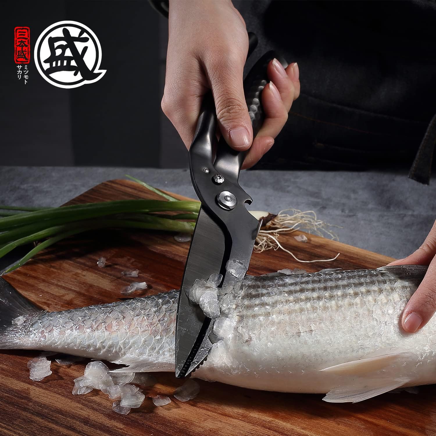 MITSUMOTO SAKARI 10 inch Japanese Kitchen Scissorss, Black Titanium Plating Kitchen Shears Heavy Duty, Multipurpose Alloy Steel Poultry Shears for Chicken, Meat, Bone & Fish9