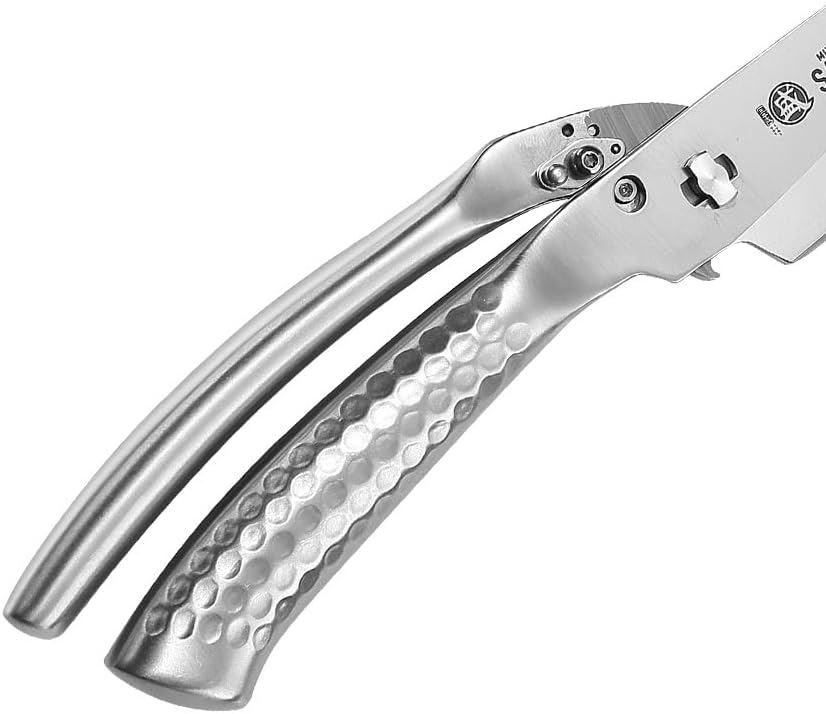 MITSUMOTO SAKARI 10 inch Japanese Kitchen Scissorss, Silver Titanium Plating Kitchen Shears Heavy Duty, Multipurpose Alloy Steel Poultry Shears for Chicken, Meat, Bone & Fish00