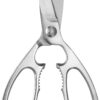 MITSUMOTO SAKARI Japanese Multipurpose Kitchen Shears, 8 inch Stainless Steel Heavy Duty Kitchen Scissors, Professional Multi-Purpose Poultry Shears for Meat, Chicken, Fish, Herbs-Sliver