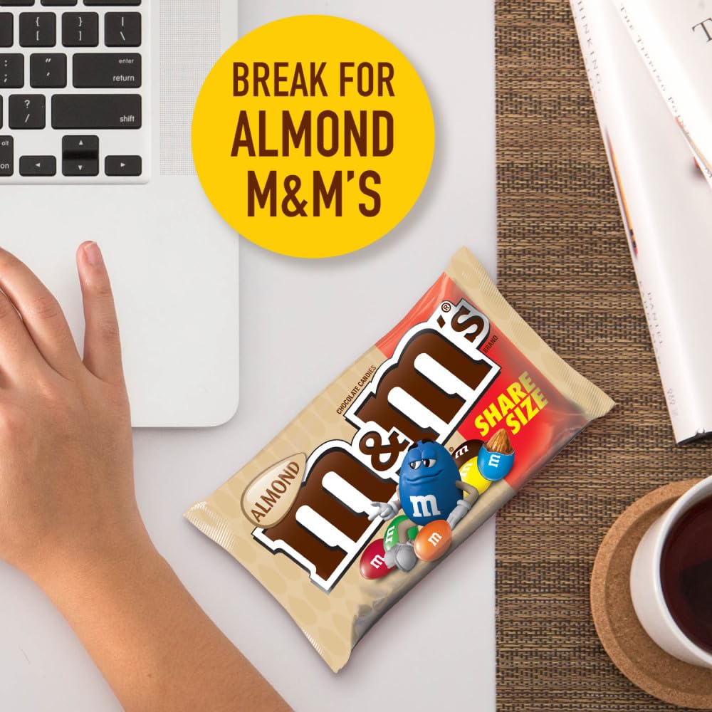 M&M'S Almond Chocolate Candy Sharing Size 2.83-Ounce Pouch 18-Count Box6