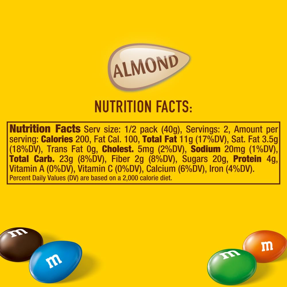 M&M'S Almond Chocolate Candy Sharing Size 2.83-Ounce Pouch 18-Count Box78
