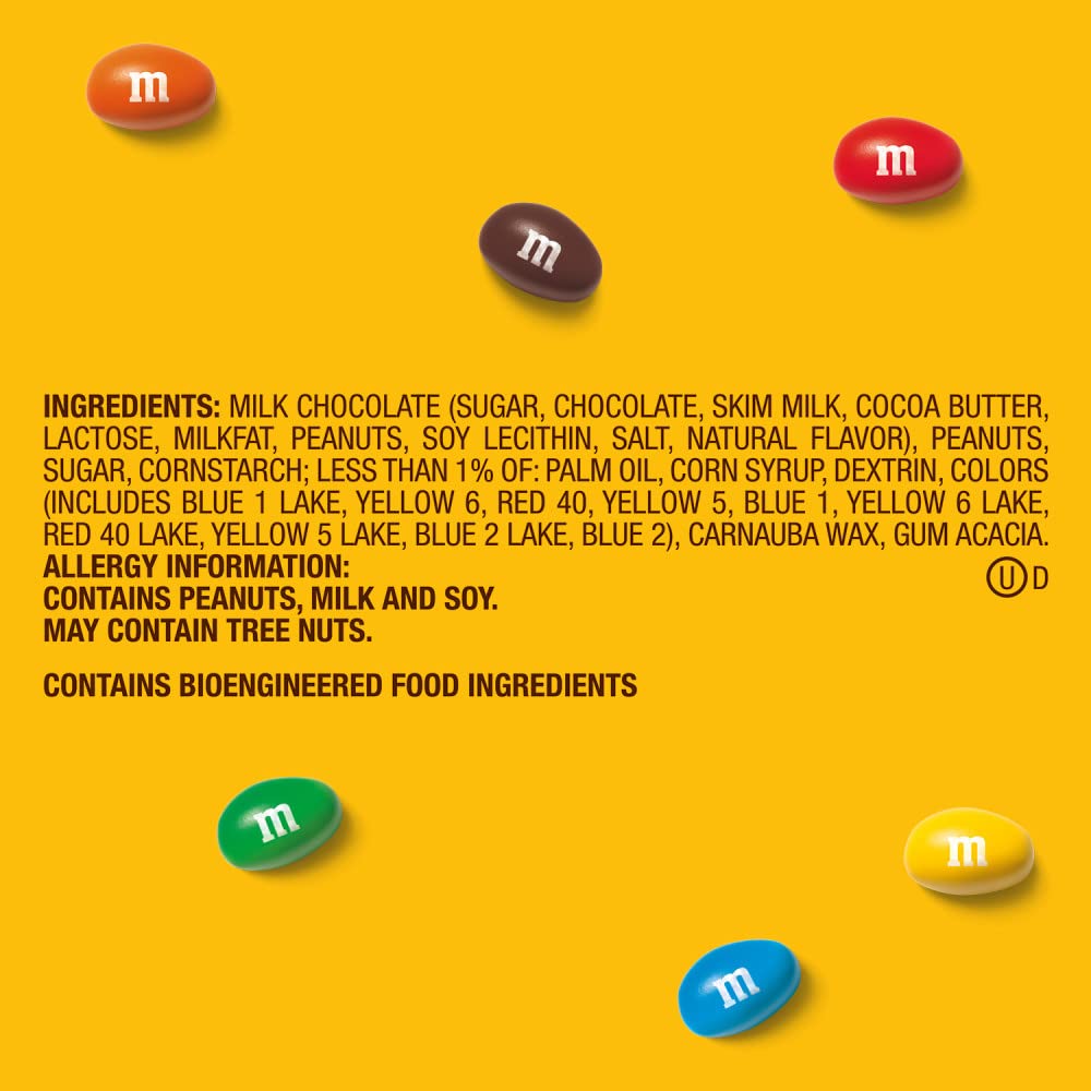 M&M'S Full Size Peanut Milk Chocolate Candy Bulk Pack, 1.74 oz, 48 ct Box-